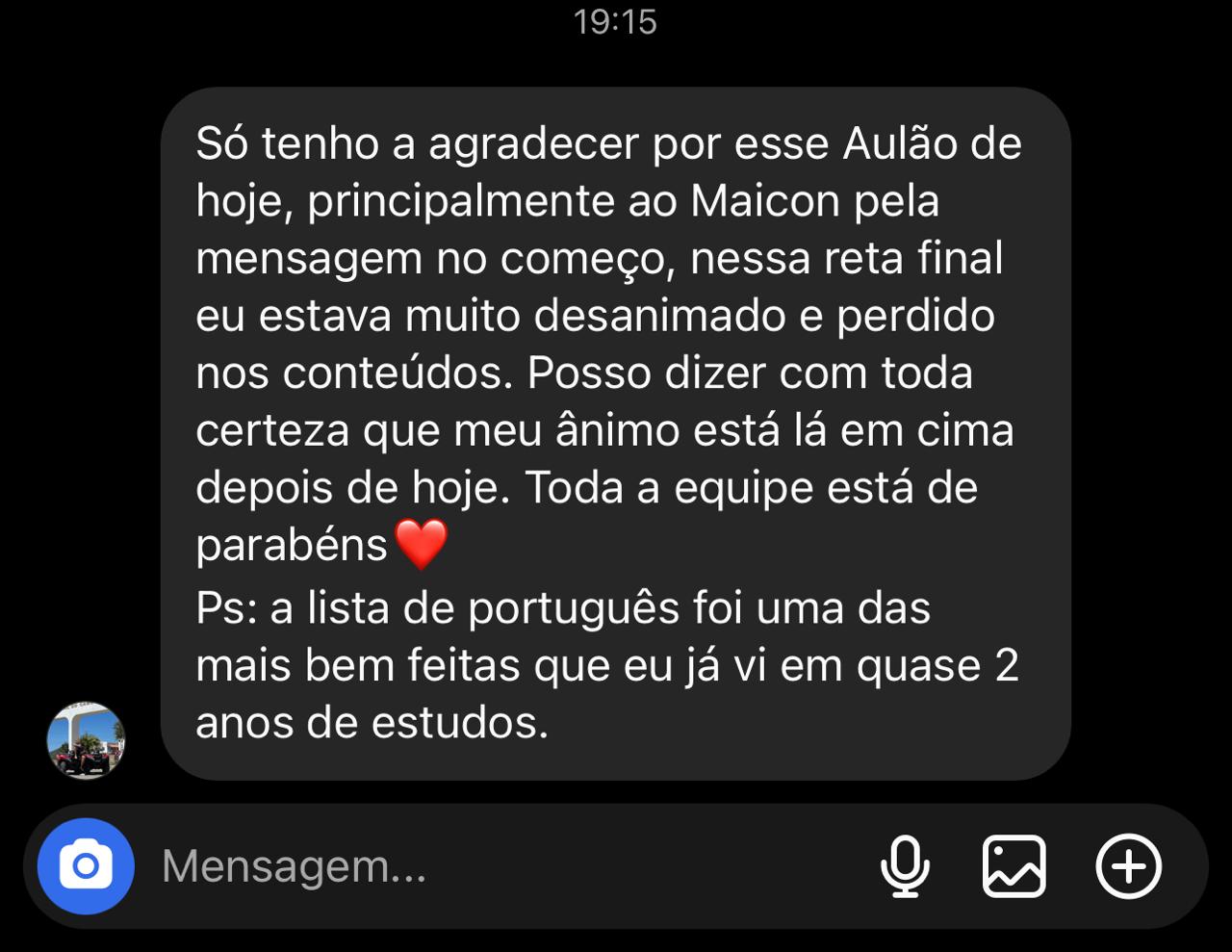 Depoimento de aprovação em concurso