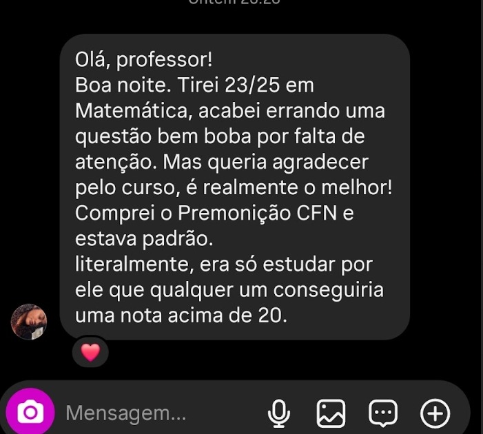 Relato de resultado de aluno do Pratmat
